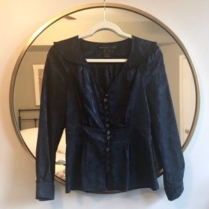 Marc Jacobs Navy Floral Blouse - 100% Silk